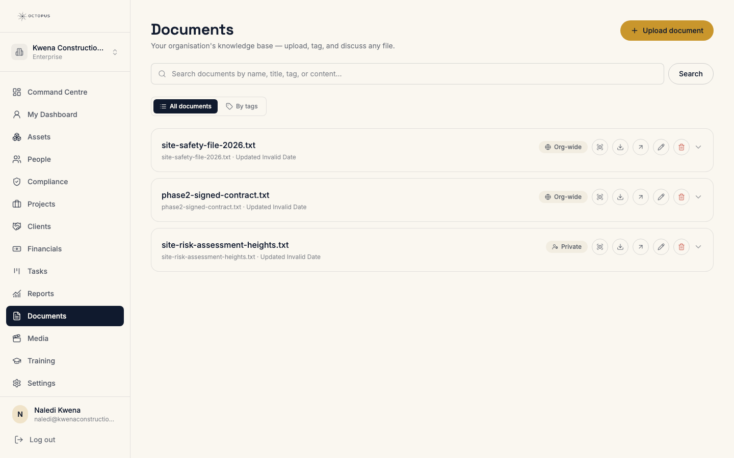 Documents in Octopus
